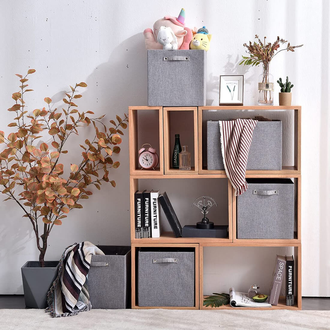 Cube Storage Box | Sturdy Cardboard | Grey | 33x33x33 cm