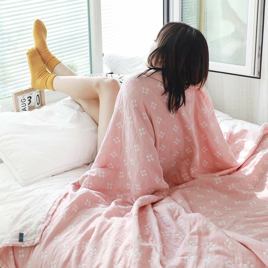 Mini White Plaid Quilt | 100% Organic Cotton | Lightweight Summer Bedding
