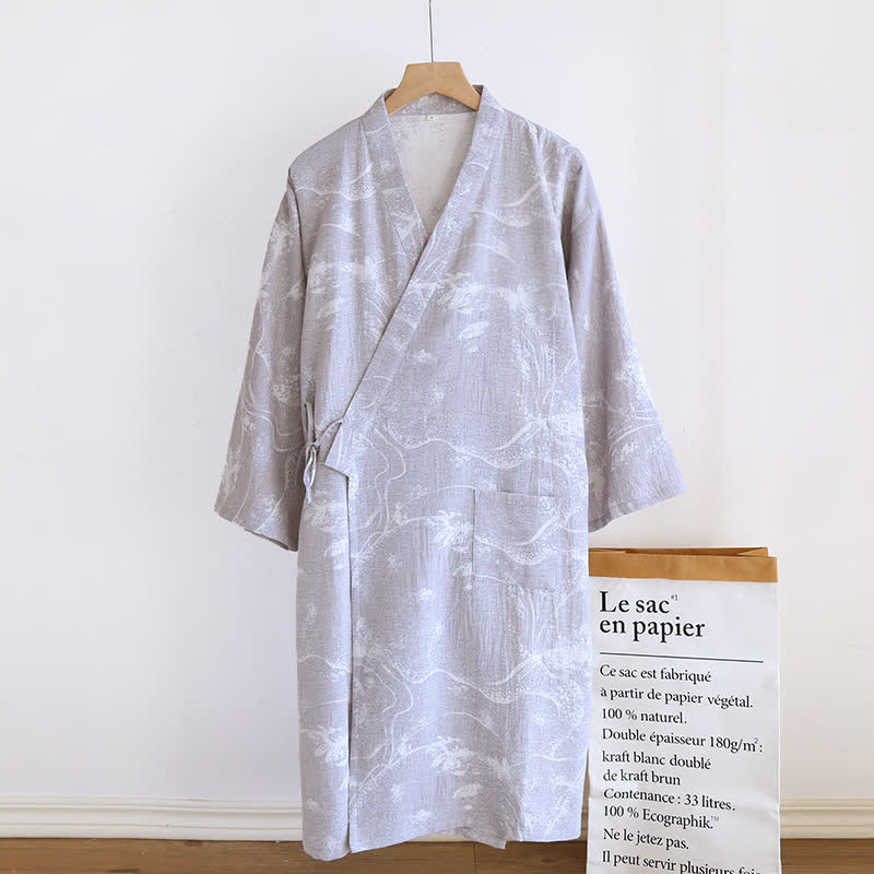 Unisex Bathrobe | Pure Cotton | Jacquard Ink Painting Design