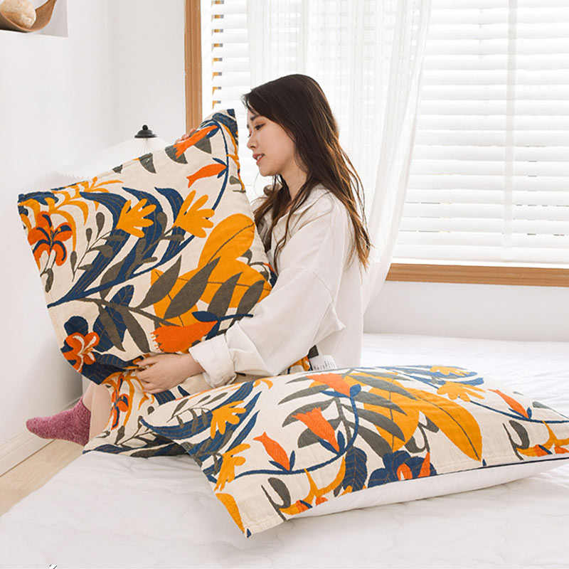 Cotton Pillow Towel | Soft Flower Print | Set of 2