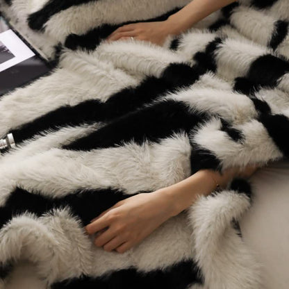 Zebra Print Blanket | Faux Fur Polyester | 39" x 63"