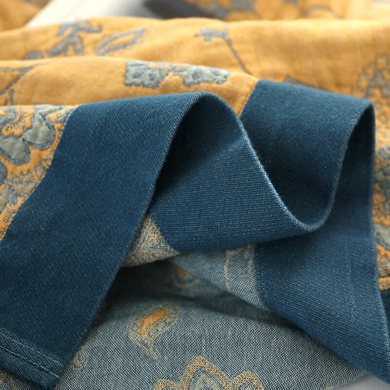 Cotton Sofa Blanket | Lightweight Flower Print | Reversible Design 59" x 79"