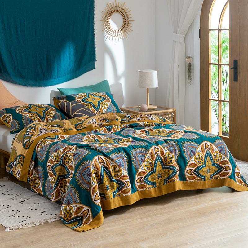 Cotton Reversible Quilt | Multicolor Lightweight Design | Available in Full, Queen, King Sizes