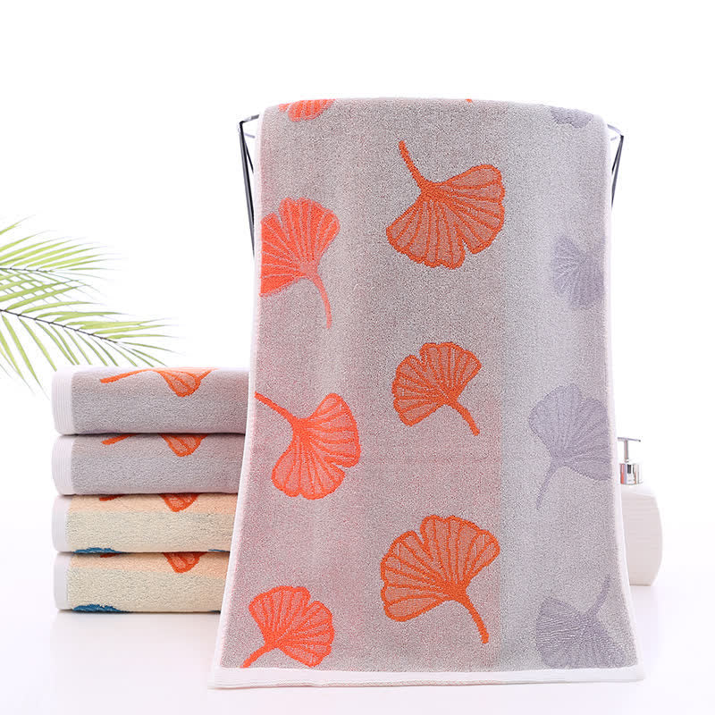 Pure Cotton Towel | Ginkgo Leaf Design | 35cm x 75cm