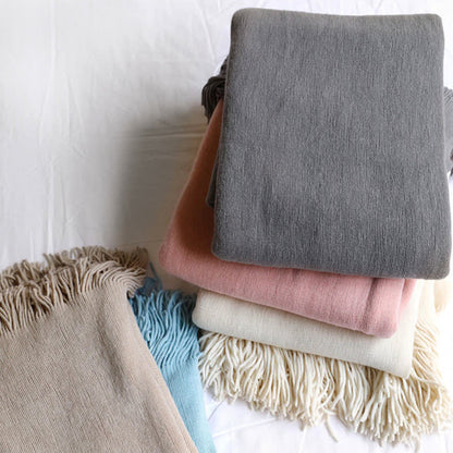 Tassel Throw Blanket | Soft Acrylic Fabric | 50" x 70" or 51" x 94"