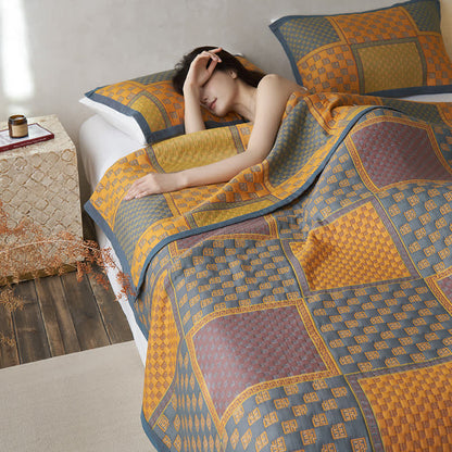 Cotton Gauze Quilt Set | 100% Organic Cotton | Retro Print with Pillowcases