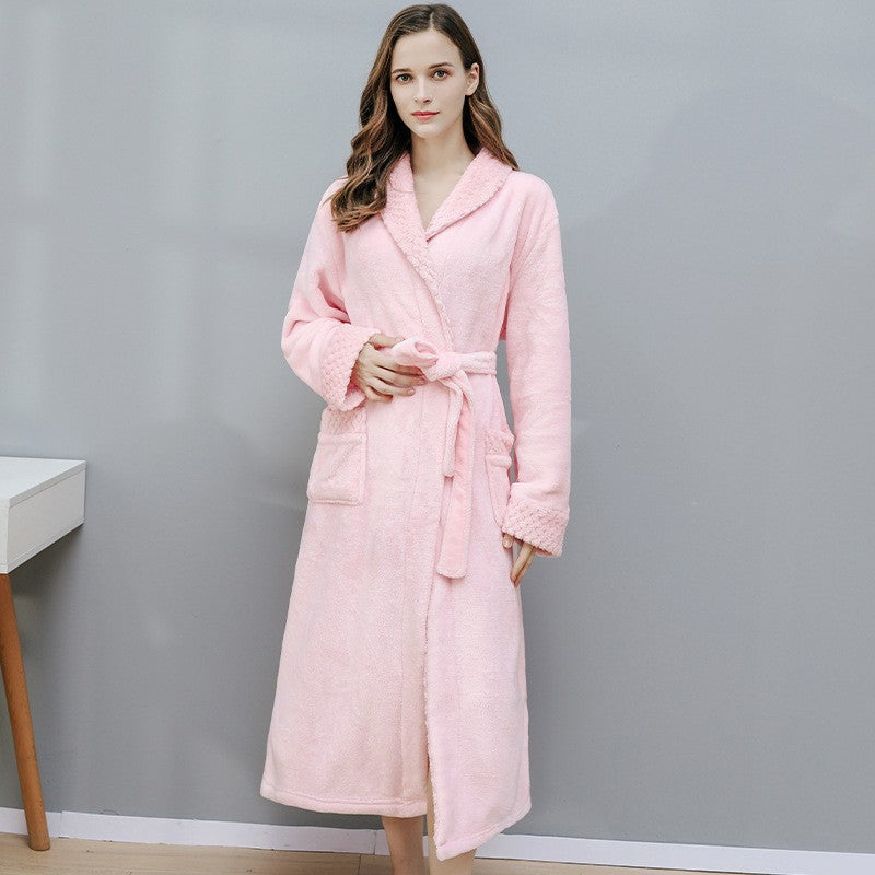Flannel Bathrobe | Soft Polyester | Solid Color