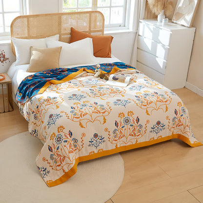 Dianthus Flower Reversible Quilt | 100% Organic Cotton | Full/Queen/King Sizes