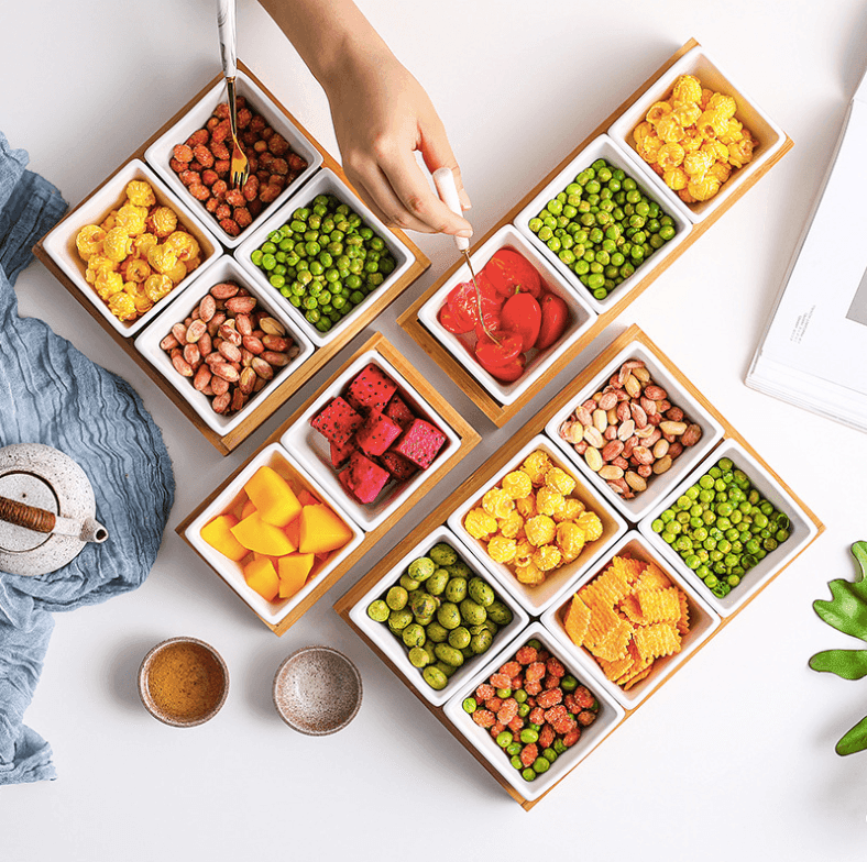 Ceramic Bamboo Dry Fruit Dessert Tray