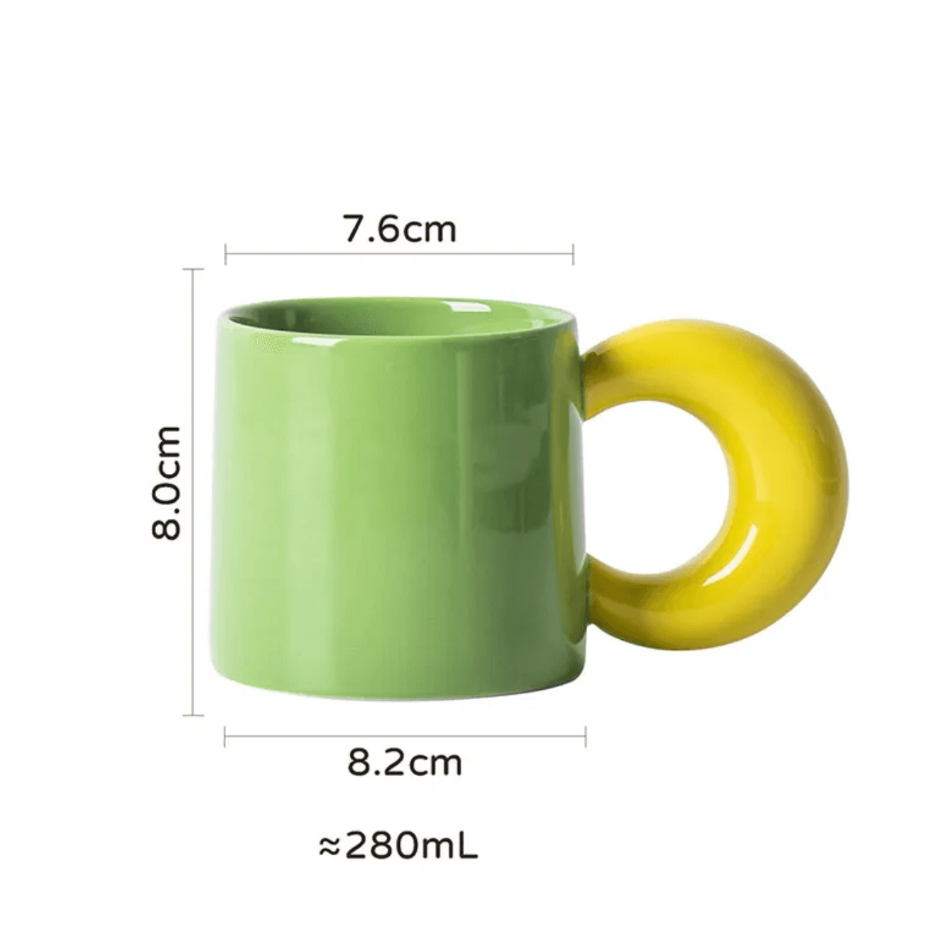 Ceramic Coffee Mug | Curved Moon Handle | White