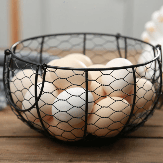Ceramic Egg Storage Basket | Iron & Ceramic | Chicken Lid