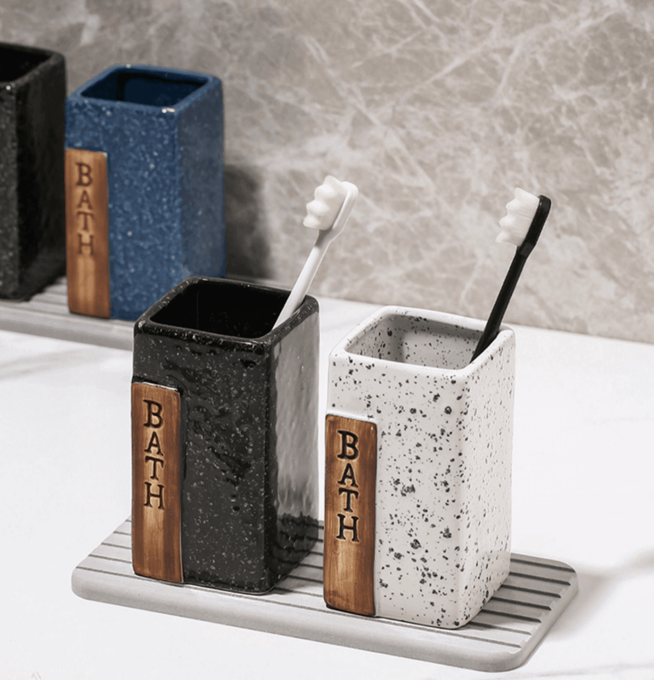 Ceramic Toothbrush Toothpaste Holder