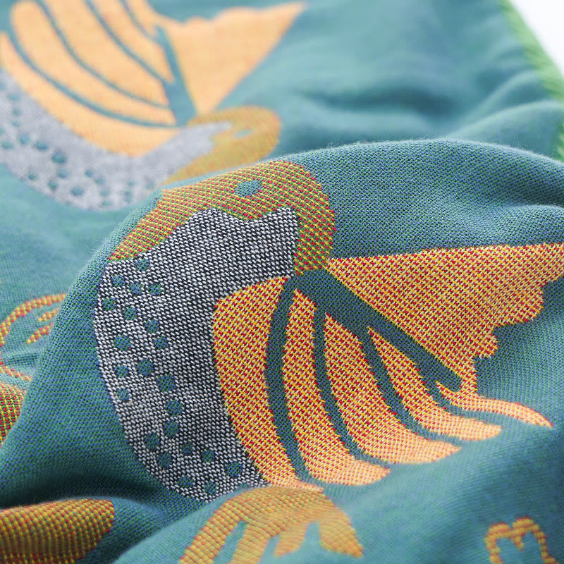 Boho Cotton Pillowcases | Flower and Bird Design | Set of 2