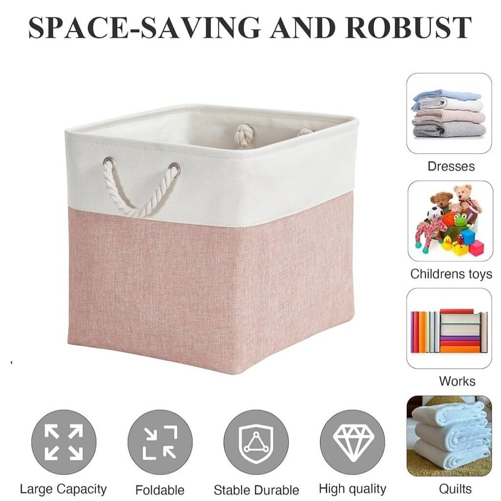 Fabric Storage Baskets | Set of 3 | 30cm Cube
