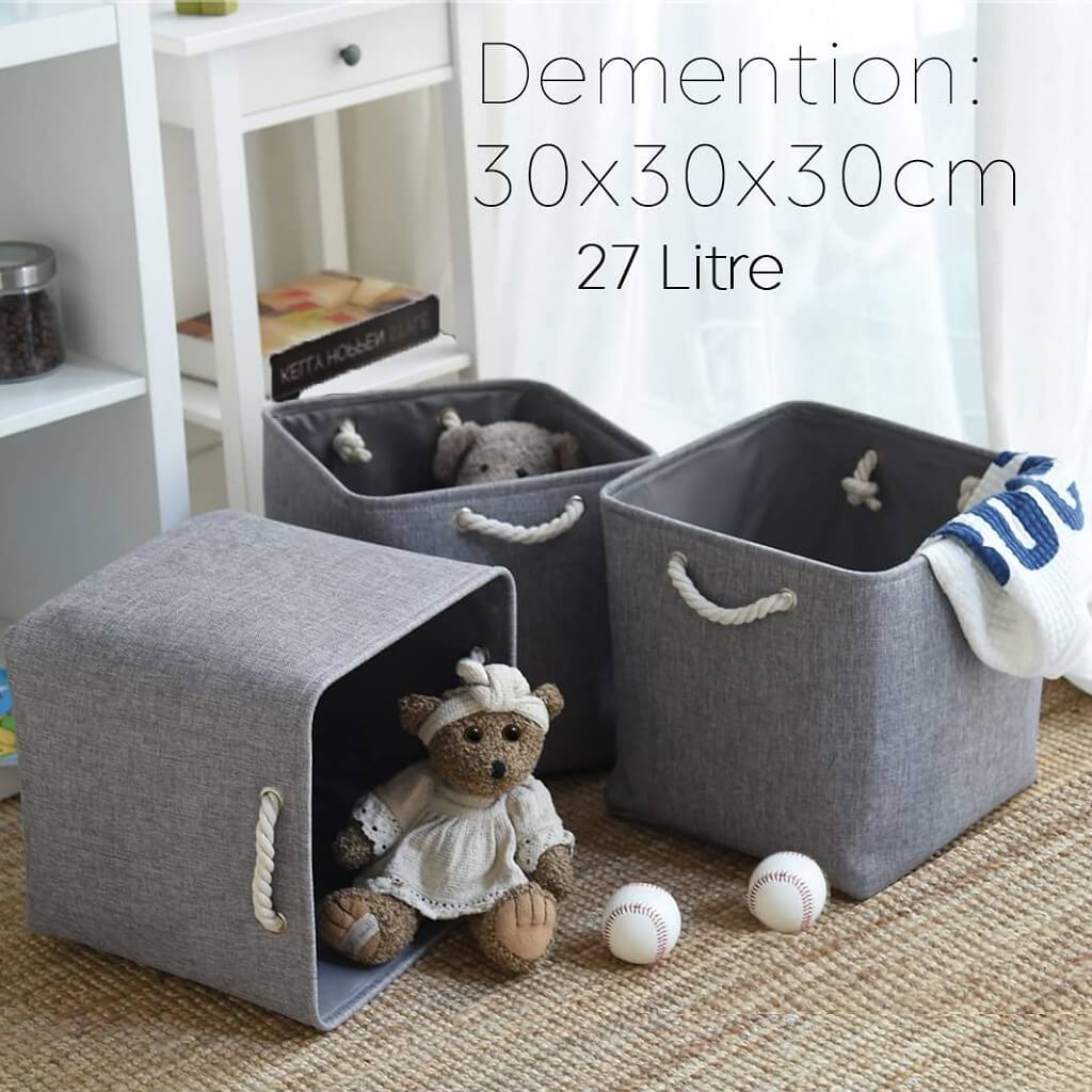Fabric Storage Baskets | Set of 3 | 30cm Cube