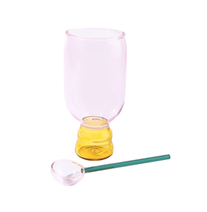 Cocktail Glass Mug & Spoon Gift Set | Borosilicate Glass | Set