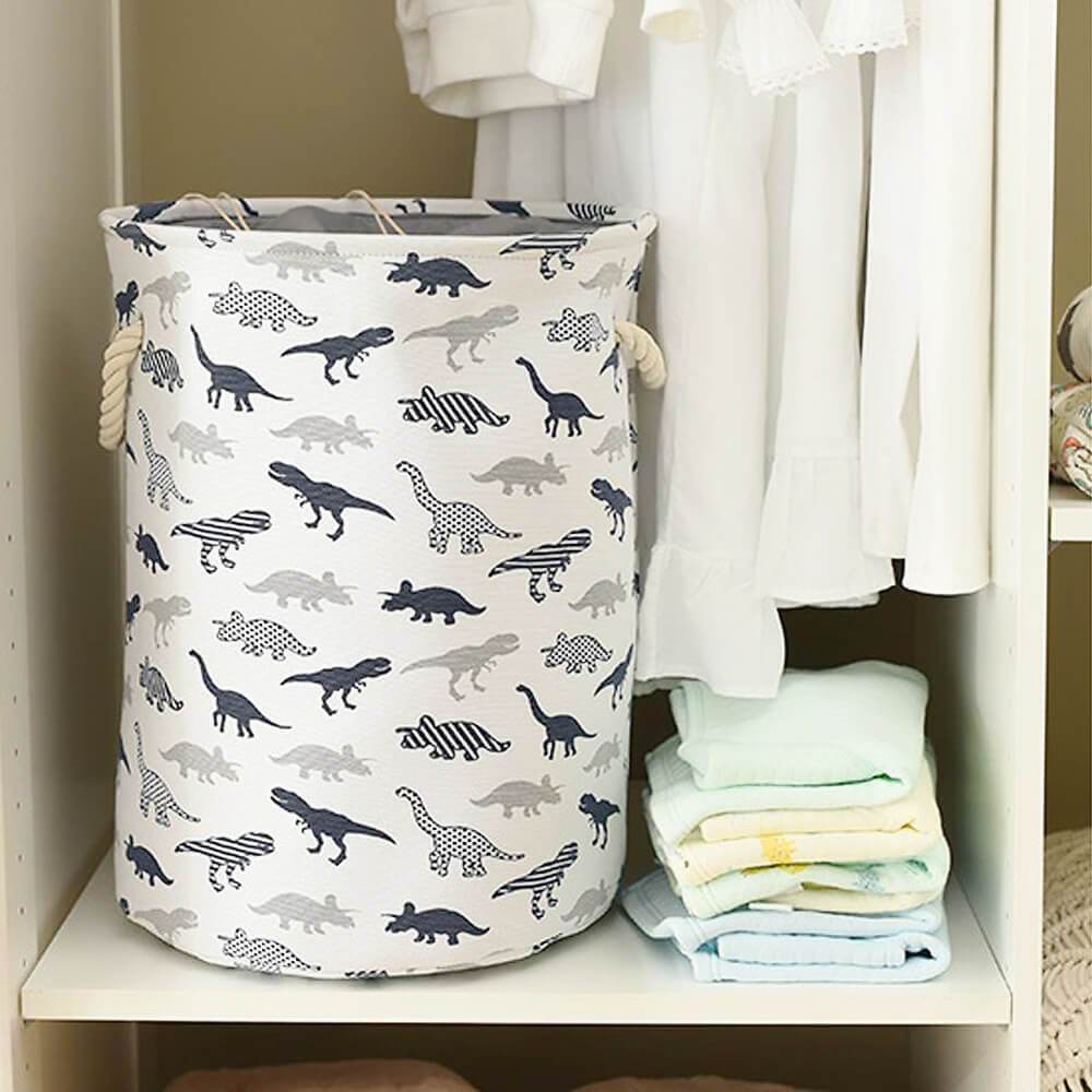 Collapsible Laundry Basket | EVA & Canvas | Dinosaur Design