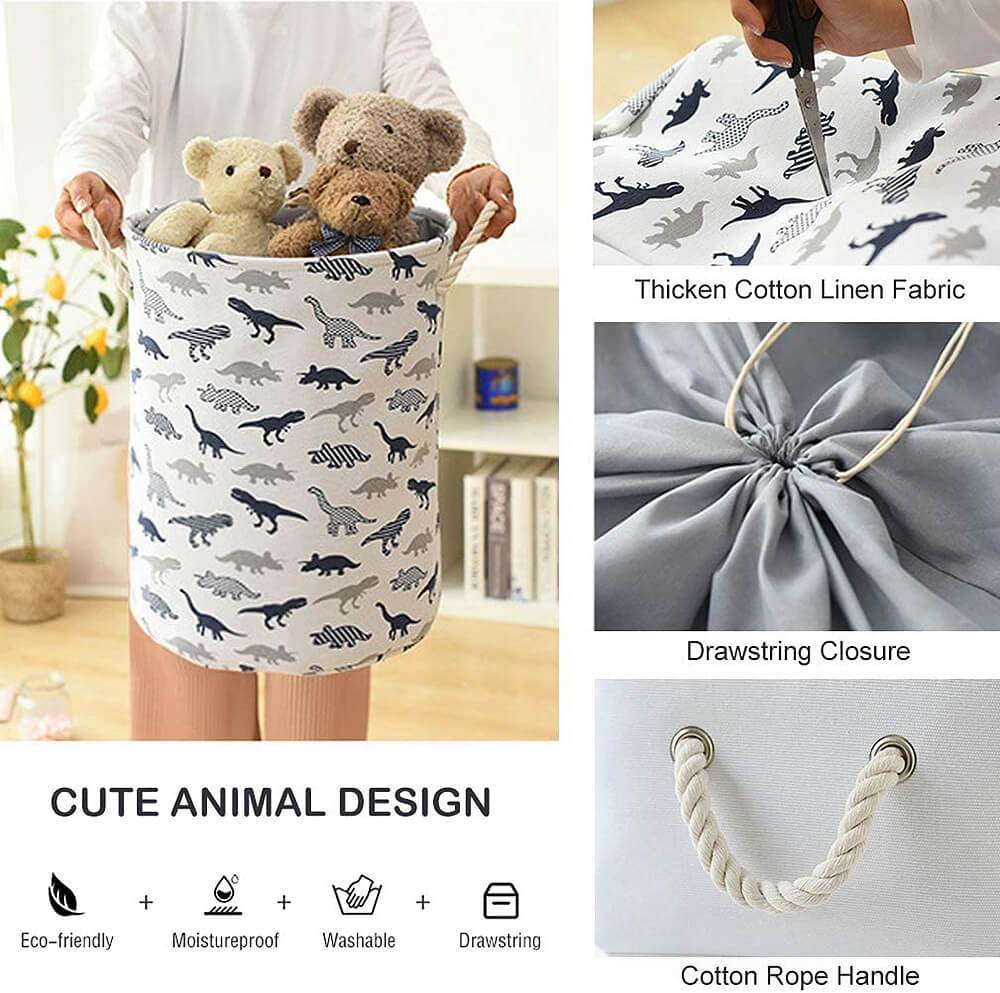 Collapsible Laundry Basket | EVA & Canvas | Dinosaur Design