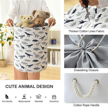 Collapsible Laundry Basket | EVA & Canvas | Dinosaur Design