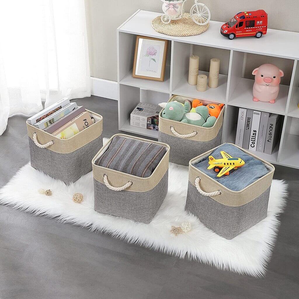 Fabric Storage Baskets | Set of 3 | 30cm Cube