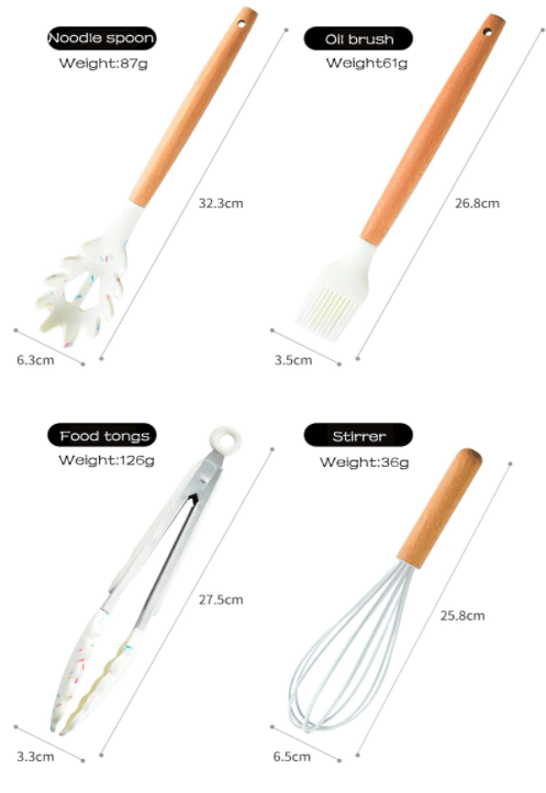 Silicone Kitchen Utensils Set | Silicone | White
