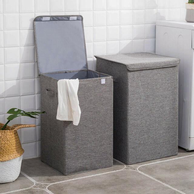 Cotton Linen Laundry Basket With Cover