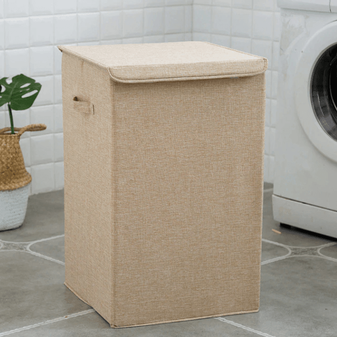 Cotton Linen Laundry Basket With Cover
