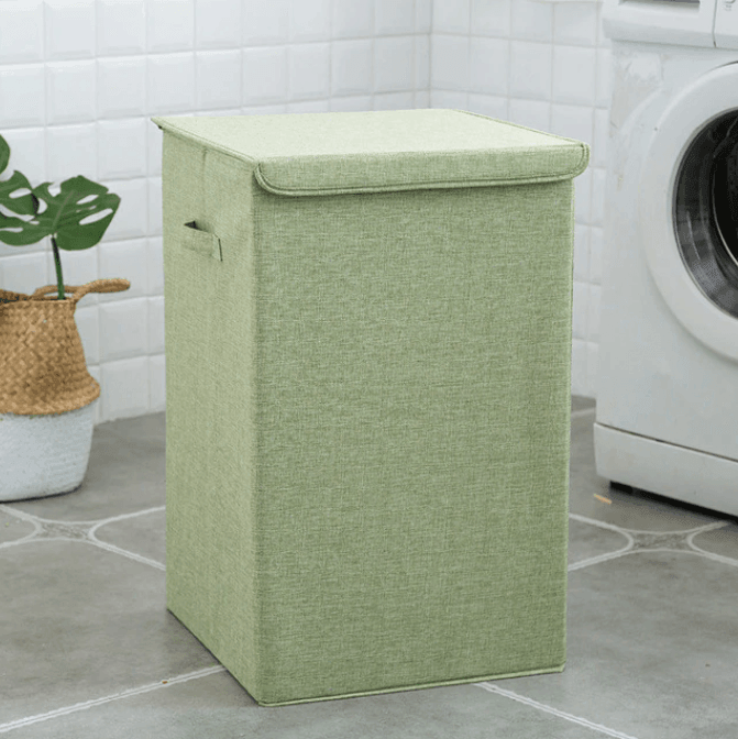 Cotton Linen Laundry Basket With Cover