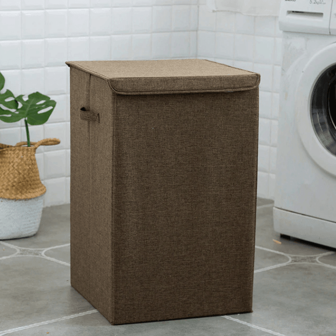 Cotton Linen Laundry Basket With Cover