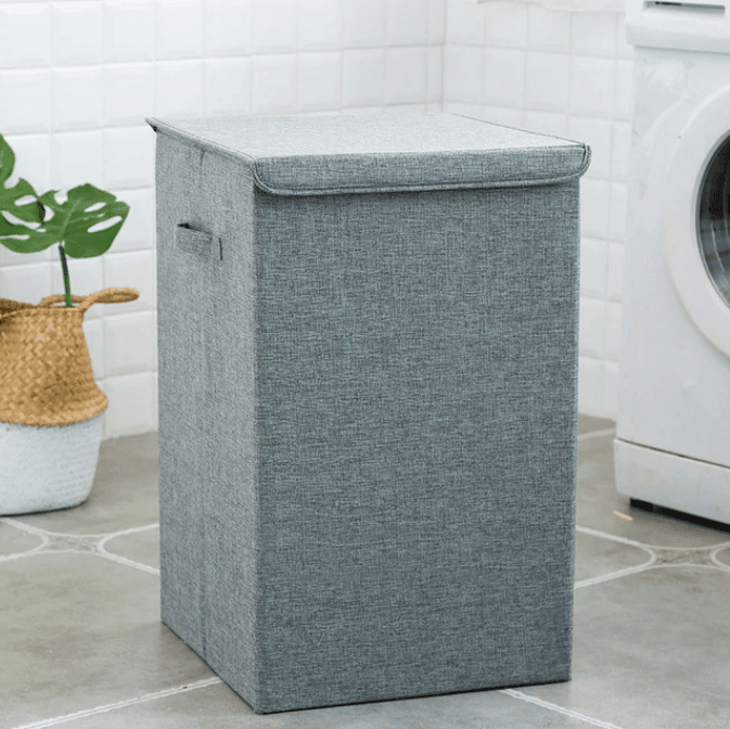 Cotton Linen Laundry Basket With Cover
