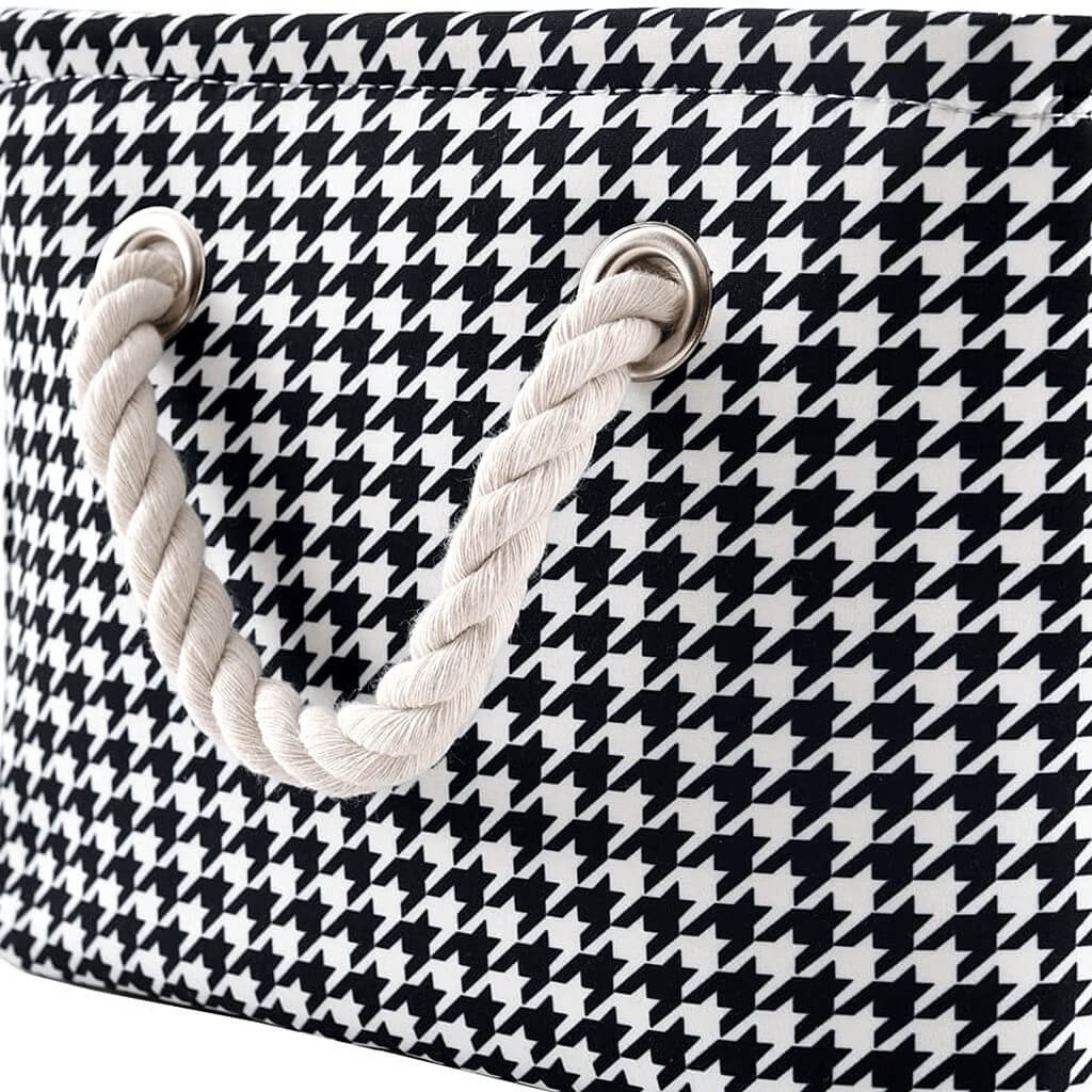 Collapsible Storage Bins | Black White Grid Print | Set of 4 Sizes