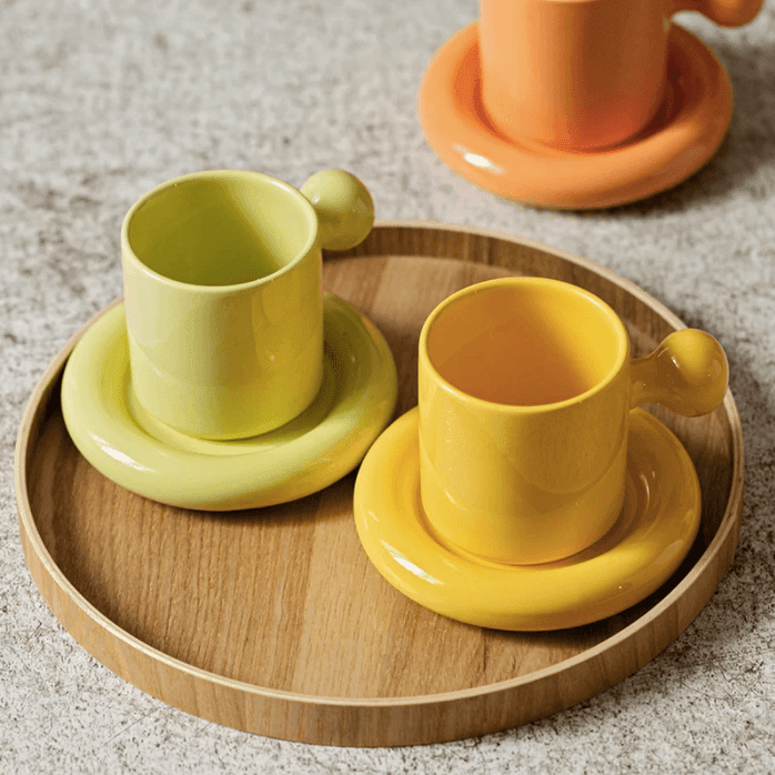 Creative Ceramic Coffee Mug With Cup Saucer