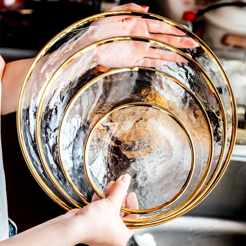 Speculo Dinnerware Set | Elegant Glass with Gold Inlay | 4-Piece Set