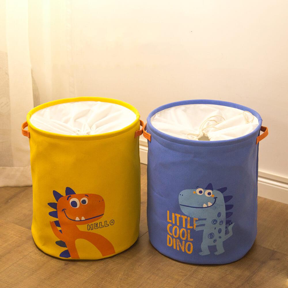 Dinosaur Laundry Basket | Durable Linen & Waterproof EVA | Blue