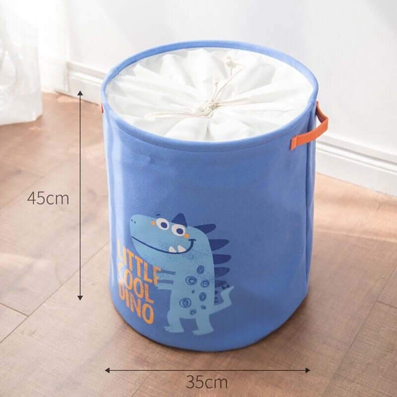 Dinosaur Laundry Basket | Durable Linen & Waterproof EVA | Blue