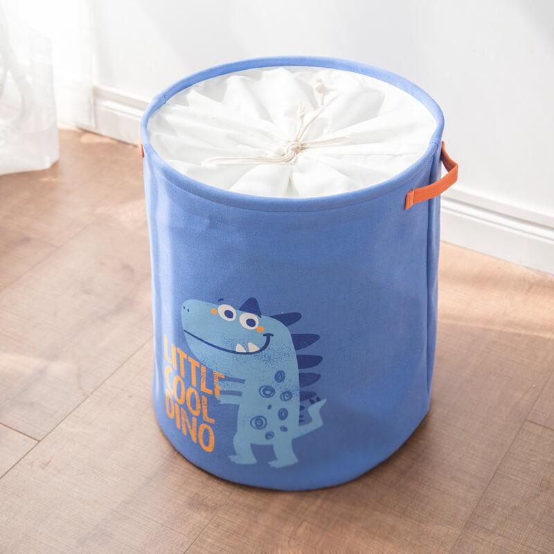 Dinosaur Laundry Basket | Durable Linen & Waterproof EVA | Blue