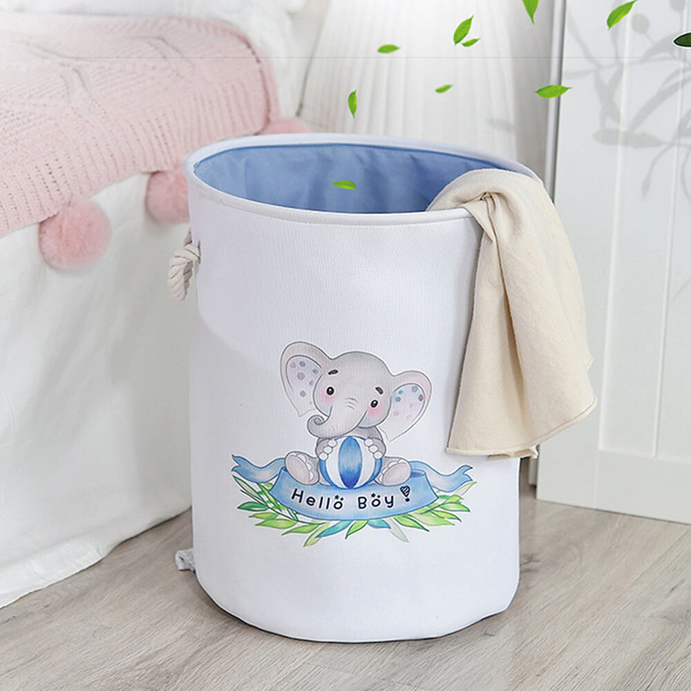 Round Laundry Basket | Waterproof EVA & Canvas | Pink/Blue