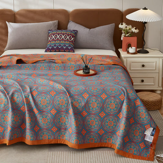 Cotton Quilt | Reversible Round Pattern | Full/Queen/Cal King Sizes
