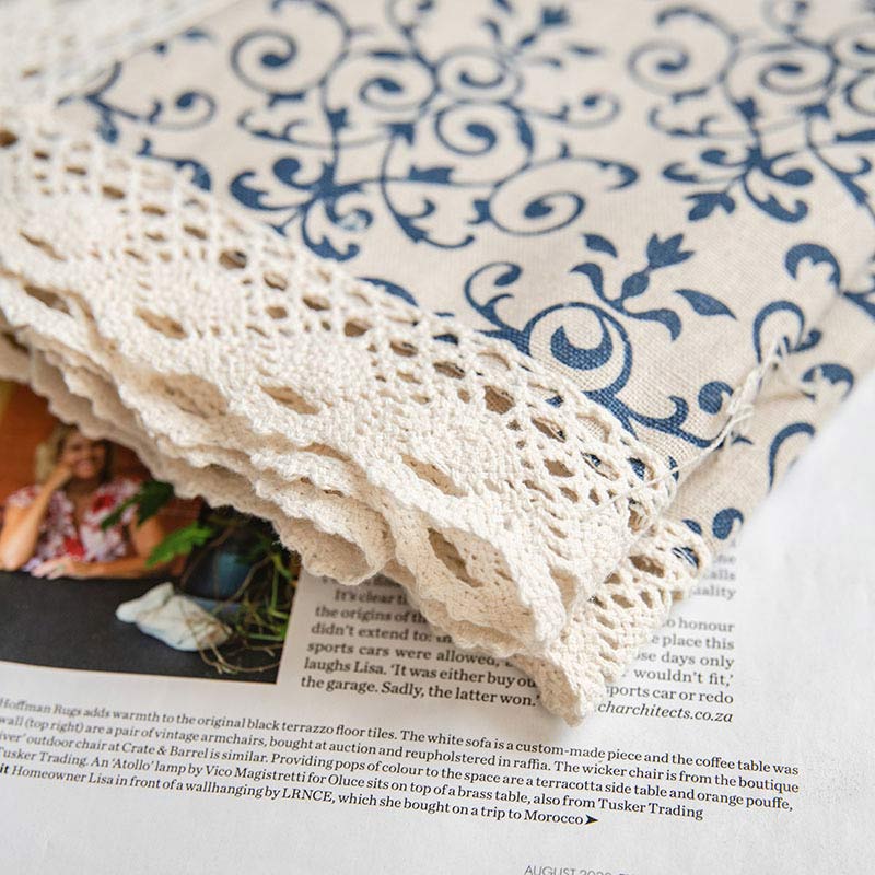 Boho Semi-Blackout Curtain | Cotton Blend | Blue Pattern