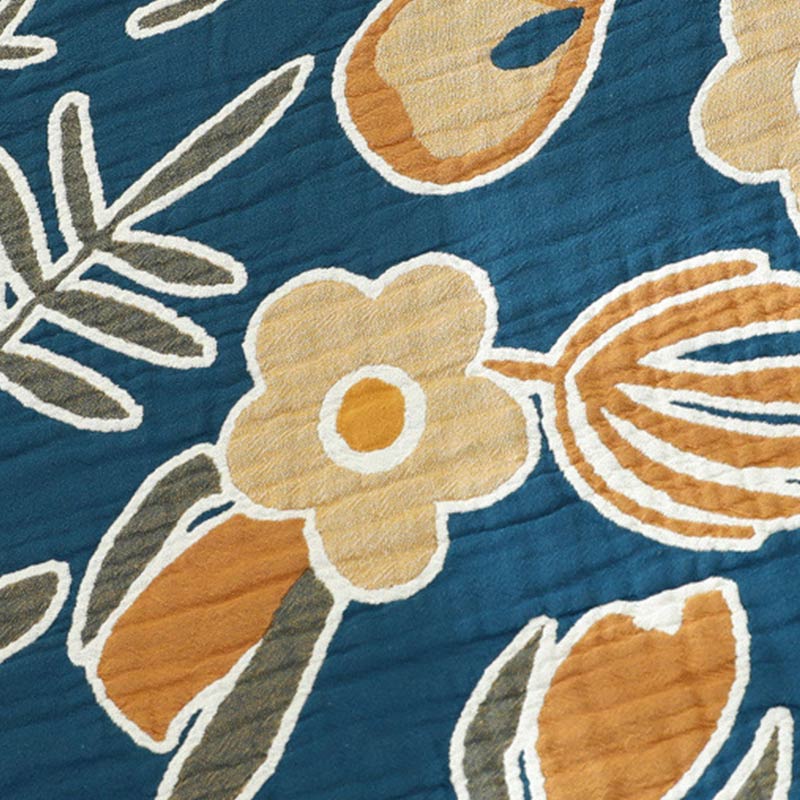 Yellow Flower Sofa Blanket | Soft Cotton Gauze | Reversible Design
