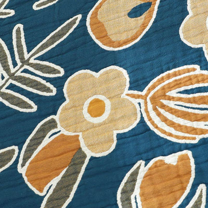 Yellow Flower Sofa Blanket | Soft Cotton Gauze | Reversible Design