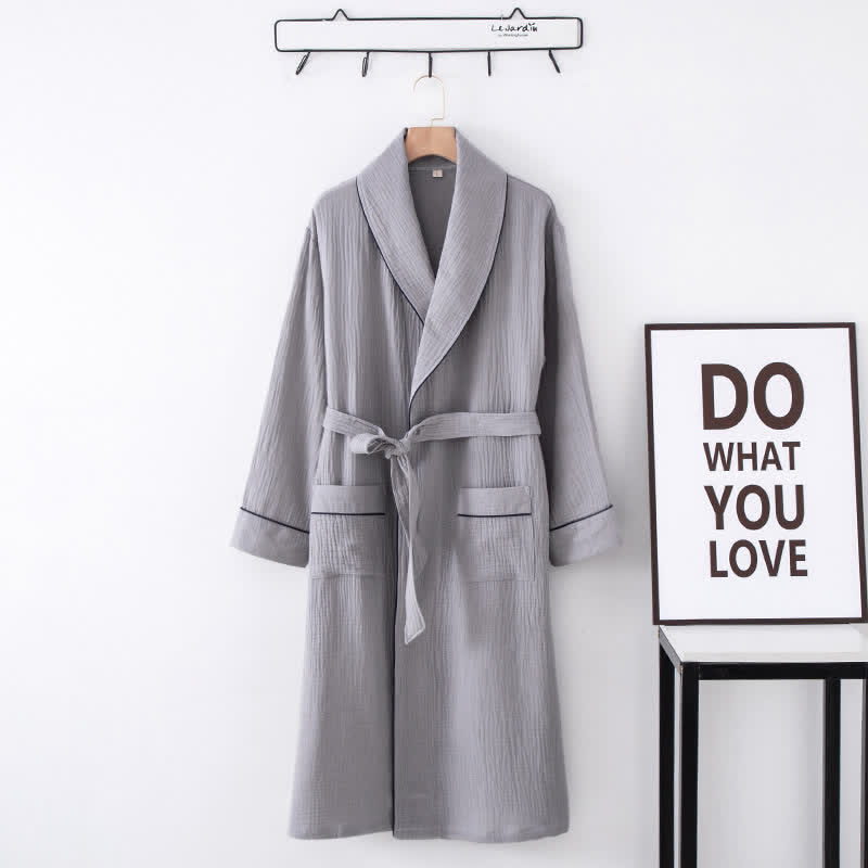 Solid Color Bathrobe | Pure Cotton | Loose-Fit Design