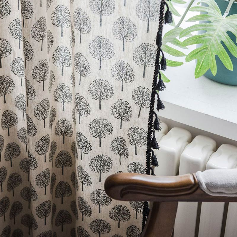 Farmhouse Semi-Blackout Curtain | Cotton Linen | Single Panel