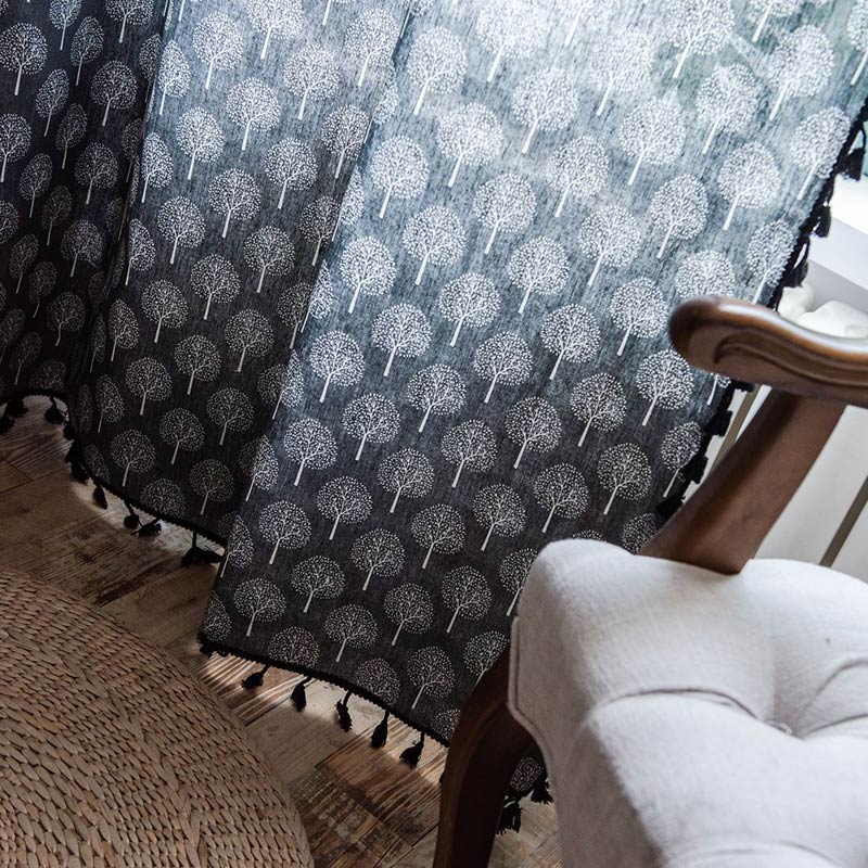 Farmhouse Semi-Blackout Curtain | Cotton Linen | Single Panel