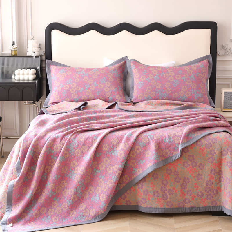 Organic Cotton Floral Quilt | Eco-Friendly | Available in Full, Queen, King Sizes
