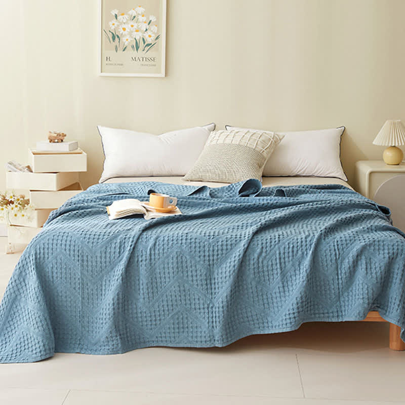 Organic Cotton Waffle Quilt | Eco-Friendly & Moisture Absorbent | Full/Queen Size
