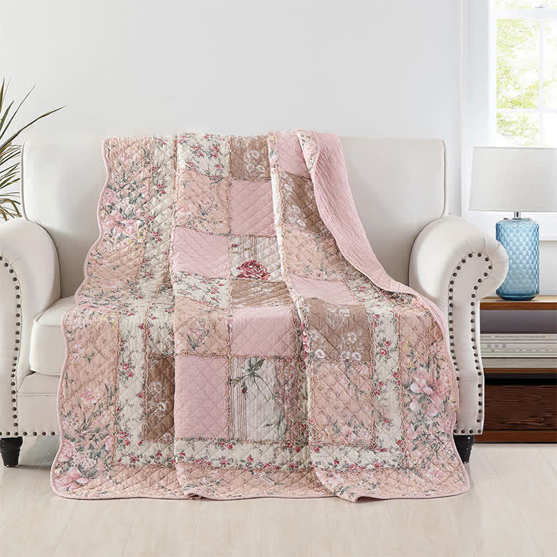 Pure Cotton Quilt | Floral Patchwork Design | Full Size 59"W x 79"L