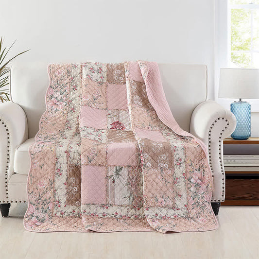 Pure Cotton Quilt | Floral Patchwork Design | Full Size 59"W x 79"L