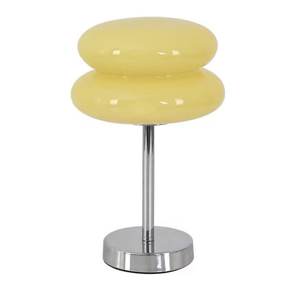 Saturn Glide Table Lamp | Metal & Glass | Chrome Base, White Shade
