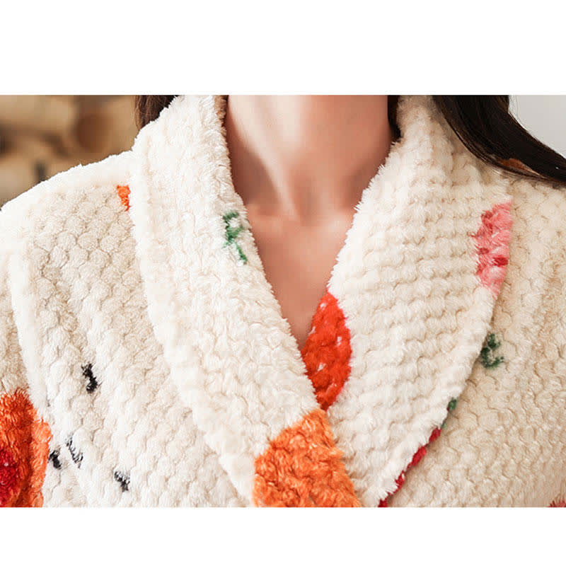Fruit Print Bathrobe | Soft Polyester | Breathable & Comfortable